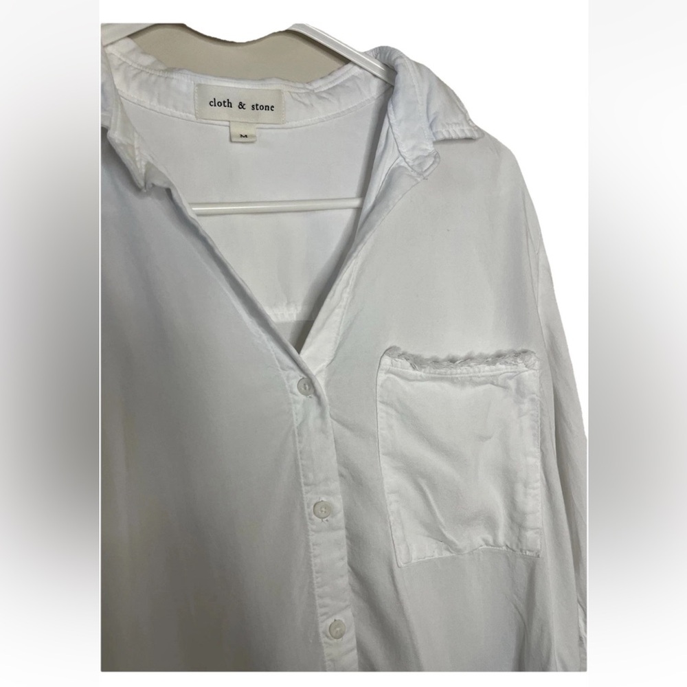 Anthropologie Cloth & Stone Long Sleeve White Button Up High Low Size M EUC Boho - Picture 6 of 8